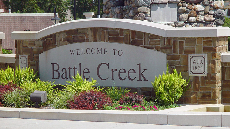 Image of welcome sign to Battle Creek